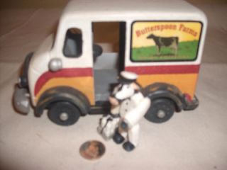 Butterspoon Farms Dairy Company all wood model milk truck  collectible