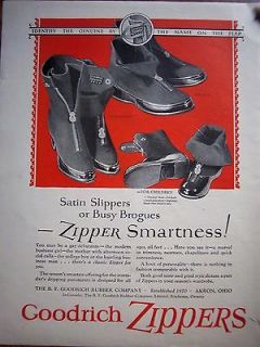 1925 Vintage GOODRICH Galoshes Rubber Boots Zipper Smartness Color 