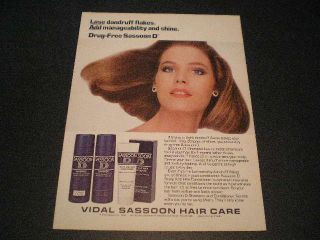 1984 Vidal Sassoon Drug Free D Shampoo Conditioner Hair Care Ad