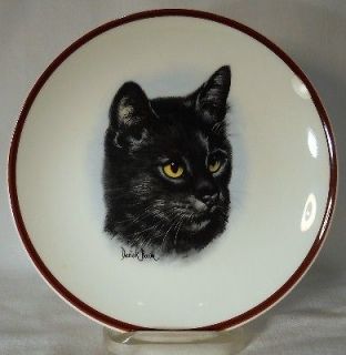COALPORT china BLACK CAT plate 6 3/4 signed Derick Brown