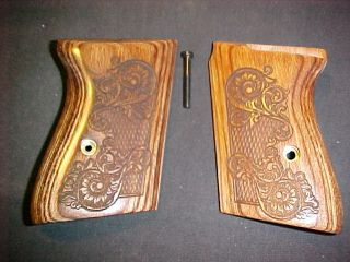 Walther PPK Pistol Grips Fine Rosewood Checkered+Engr​aved Pattern 