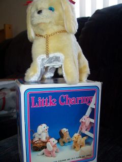 Vintage LITTLE CHARMY Battery Operated Barking Yellow Dog Original Box 