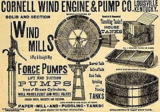 1890 Ad Cornell Wind Mill Engine Force Pumps Tanks Agriculture 