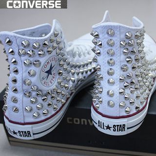 Authentic Converse with Studs Punk Rock Studs Sheos White, US 5