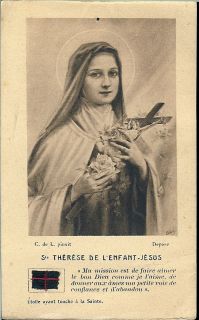 St.Therese of the Child Jesus Pict.By Sister RELIC Card 4 1/2 X 3 