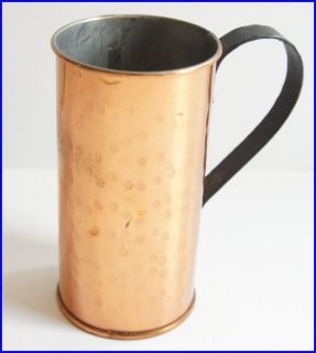 Swedish? hammered copper pitcher (or vase or mug ) with iron handle