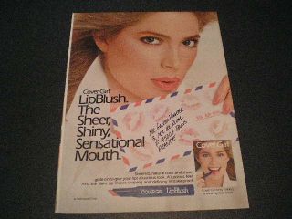 1984 Cover Girl Cosmetics LipBlush Lipstick Ad Kelly Emberg Lipstick 