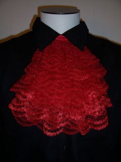 Red Lace Cravat & Cuffs optional Vampire Pirate Victorian Costume 