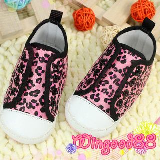 Lovely Infant Baby Girl Pink Leopard Print Design Sports Walking Shoes 
