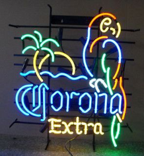 Corona Extra Parrot Bird Beer Bar Pub Handcrafted RealGlass Tube Neon 