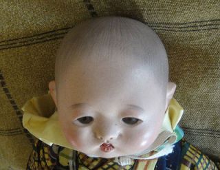 Rare Painted Hair Japanese Ningyo Ichimatsu Boy Doll Silk Robe Oyster 