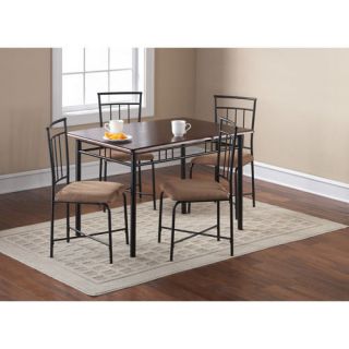 NEW Mainstays 5 Piece Wood and Metal Dining Set Table 4 Chairs 