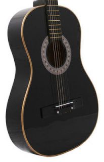 NEW Crescent Beginners BLACK Acoustic Guitar+PICK+ST​RING+LESSON