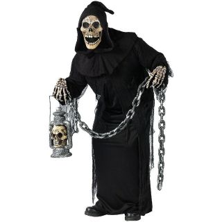 Grave Ghoul Adult Mens Grim Reaper Death Skeleton Halloween Costume