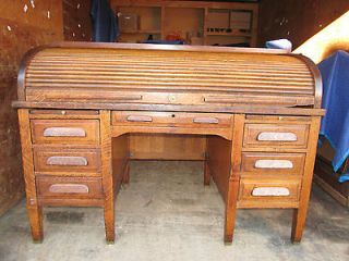1800s Anthony & Cowell Co Antique Oak Large Roll Top Desk ~ Post 