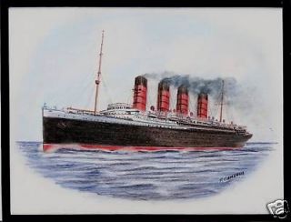 Original Art Work  ss LUSITANIA ..ocean liner.Cunard Line