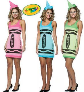 Crayola Color Tank Costume Crayons Women Adult Dress Pink  Green 
