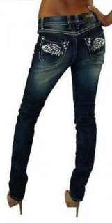 Ed Hardy Christian Audigier Crystal Stud Skinny Womens Jeans Denim
