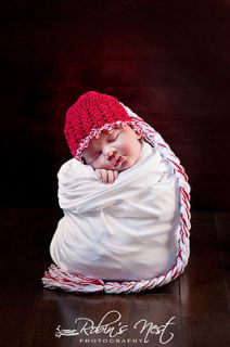 BABY GIRL RED CANDY CANE PHOTO PROP HAT WITH TAIL