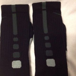 Custom Nike Elite Socks Black with Dark Green Stripes Large Size 8 12