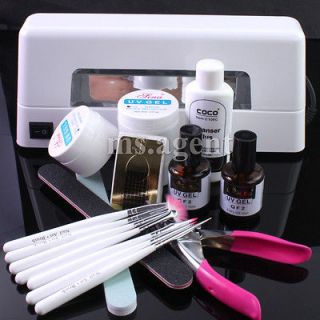 Newly listed Nail Art UV Gel Set UV Lamp Brush Pen Tool Topcoat Primer 