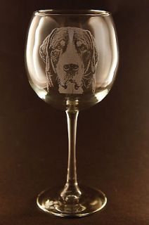 New Etched Greater Swiss Mountain Dog on Large Elegant Wine Glasses