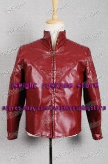 Smallville Clark Kent Red Leather Jacket Coat Costume Free Shipping 