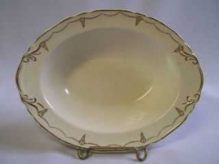 crown potteries sm oval bowl gold laurel edge vintage