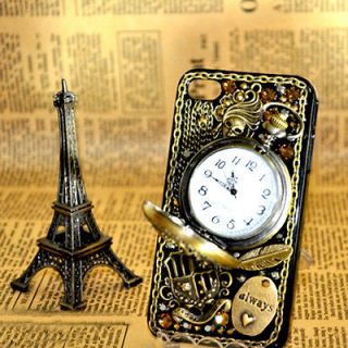 Handmade Deluxe Pocket watch Crystal Case Battery Back Cover For 