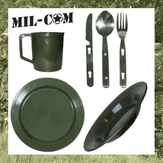   Plate, Bowl, Mug & KFS Knife Fork Spoon Cutlery Set Cadets Army Hiking