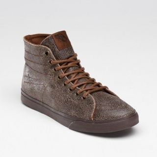 Vans SK8 HI D Lo Cracked Leather Brown Mens Skate Shoes Size 6.5