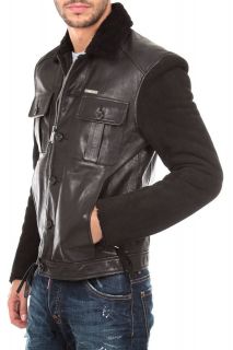 Dsquared² D2 Dsquared2 NEW Man Leather Jacket Coat S71AM0327 Black 