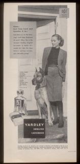 1946 woman & Great Dane photo Yardley English Lavender perfume vintage 