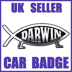 DARWIN FISH (on legs) CAR EMBLEM BADGE symbol plaque