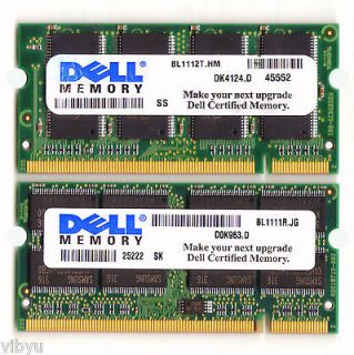   2x 512MB PC2100 DDR SDRAM SODIMM DELL SERTIFIED LAPTOP MEMORY DELL