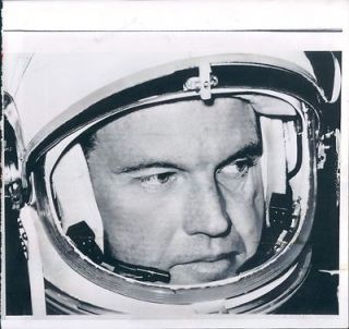 1963 Astronaut Cooper Peers from Space Helmet During Preparations Wire 