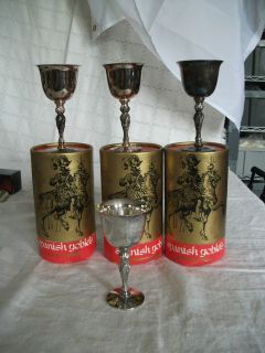 Valero silver goblets cordials set of 4 Spain w/original boxes