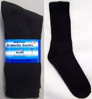 New Wholesale Lot   6 Pairs Diabetic Socks For Adults   Black Color 