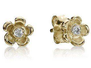 Authentic Pandora 14kt Gold Diamond Flower Earring Studs
