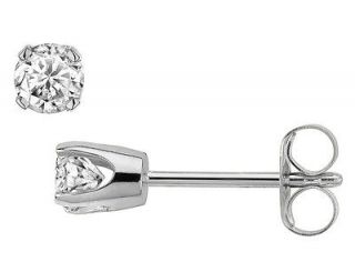 Ct Diamond Stud Earrings in Sterling Silver OR w/Yellow Gold 