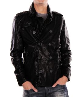 Diesel Leather Jacket Lahar Designer Black Men New