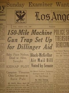 1101102WR DILLINGER TRAP BABY FACE NELSON HUNTED APRIL 29 1934 
