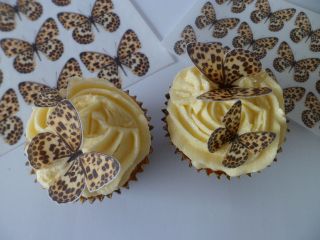 36 Mixed Size Leopard Print Butterflies **FAB** Edible Cupcake 
