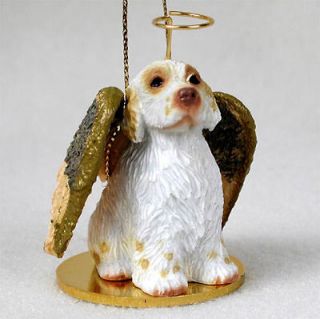 Clumber Spaniel Dog Figurine Angel Statue Hand Painted