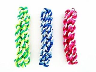 Dog Puppy Chew Fetch Tug of War Rope Toy in PINK GREEN BLUE FREE 