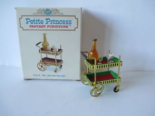   Dollhouse Furniture Rolling Tea Cart w/4 Accessories Mint in Box