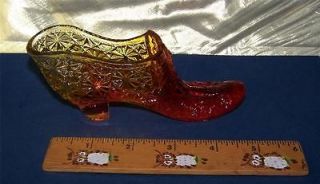 Carnival (?) Glass Victorian Style Ladies Slipper Shoe Bow On the 