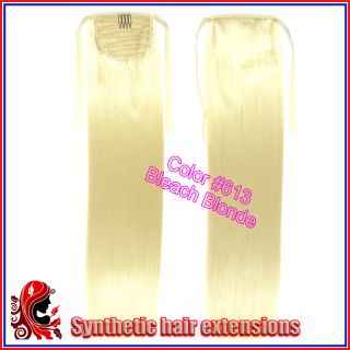 kanekalon synthetic ribbon ponytail hair extensions #613 bleach blonde