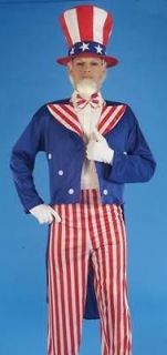 Mens Costume American Patriotic Uncle Sam Outfit + Hat