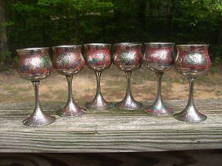   Pewter Silver Six Toasting Drinking Bar Pub Liquor Glasses Cups